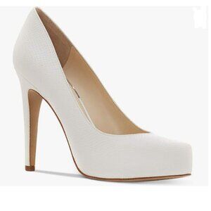 FOWT White Snakeskin Platform Embossed Pumps for Woman Elegant Almond Toe Shoes